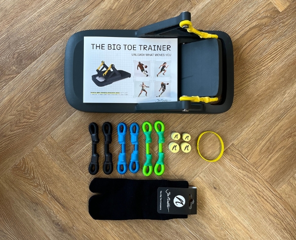 big toe trainer, expander set, spacer, zehen fitnessband und big toe socke