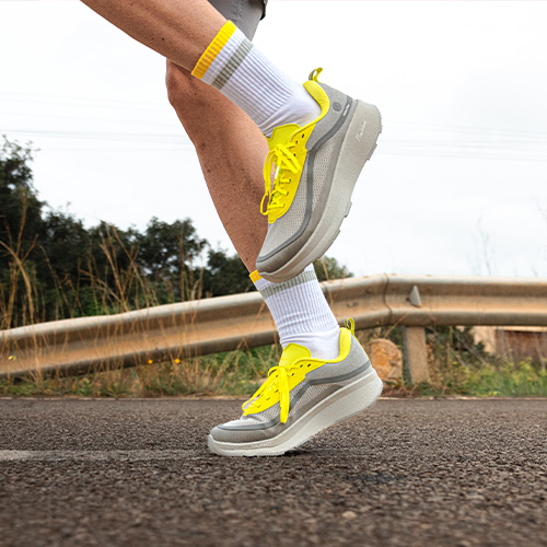 Herren Laufschuhe Addict Flow in Grau-Gelb
