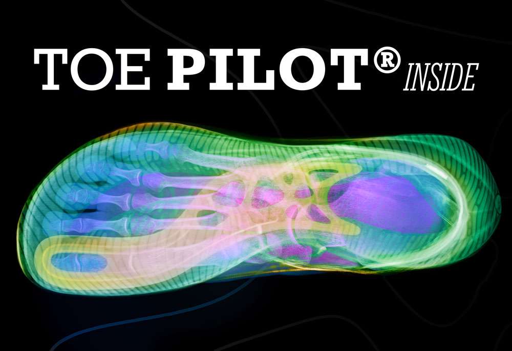 röntgenbild/xray eines Joe Nimble Schuhes mit ToePilot technologie