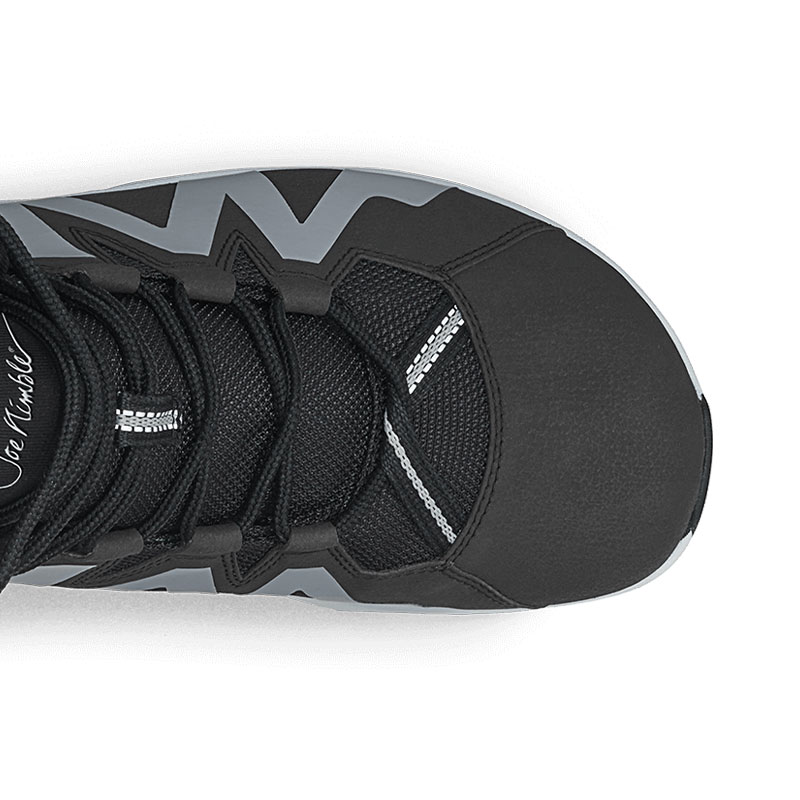 Die Zehenbox mit Toefreedom / Zehenfreiheit des Joe Nimble Mountain Addict Wanderschuh in schwarz/weiß